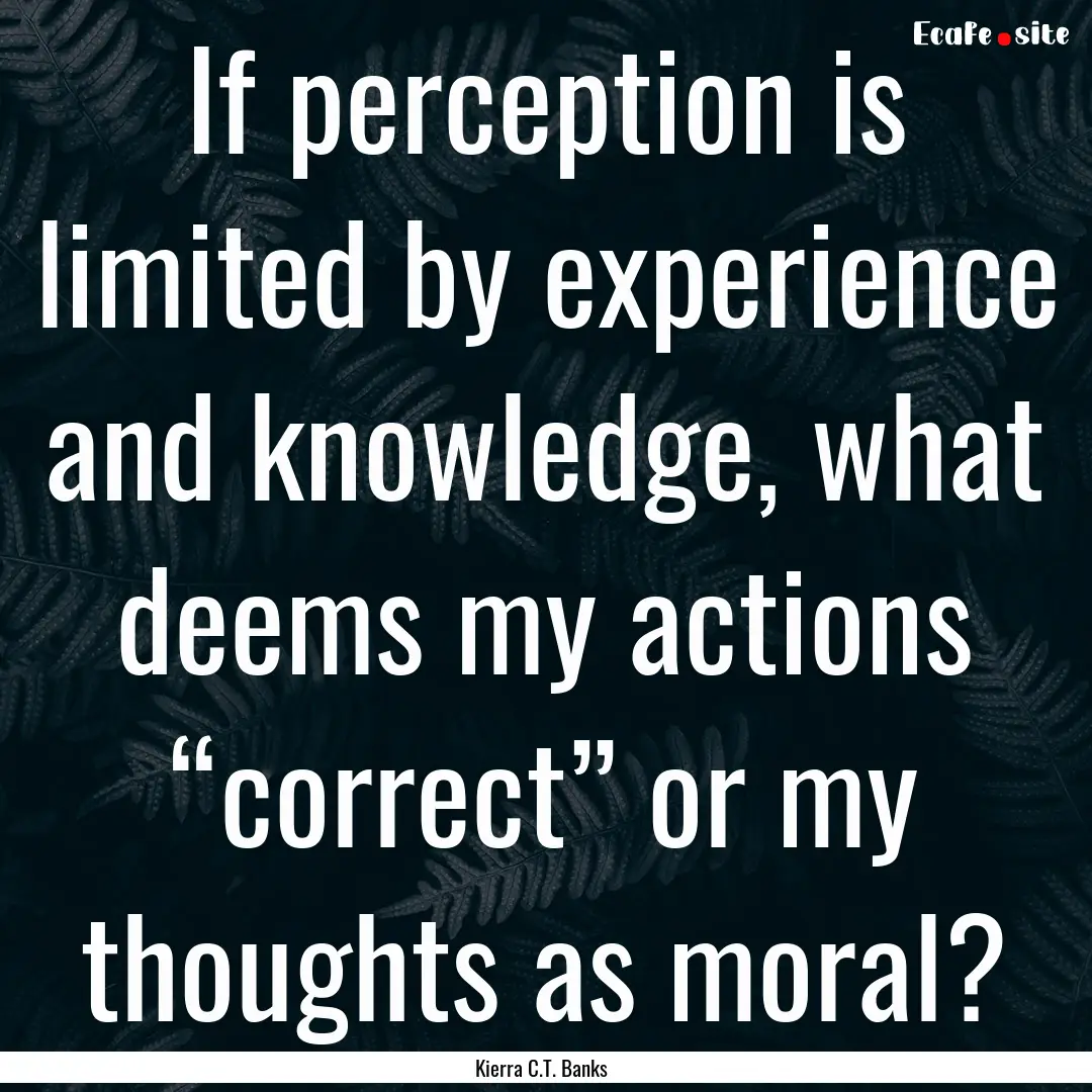 If perception is limited by experience and.... : Quote by Kierra C.T. Banks