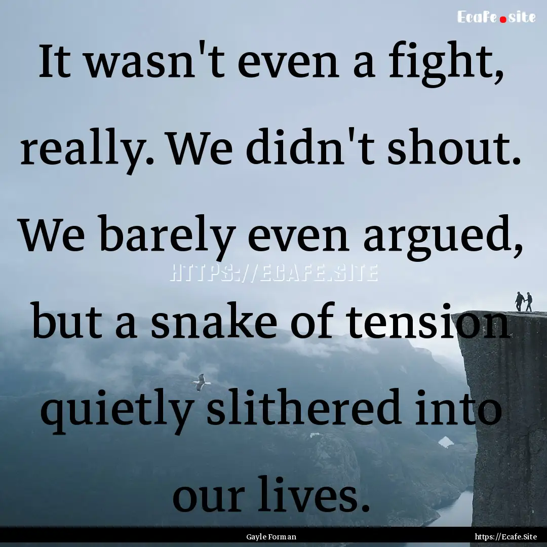 It wasn't even a fight, really. We didn't.... : Quote by Gayle Forman