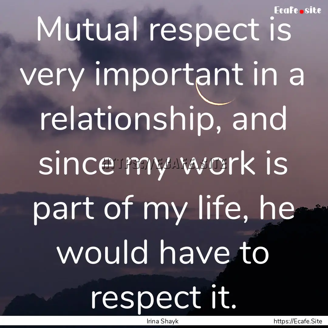 Mutual respect is very important in a relationship,.... : Quote by Irina Shayk