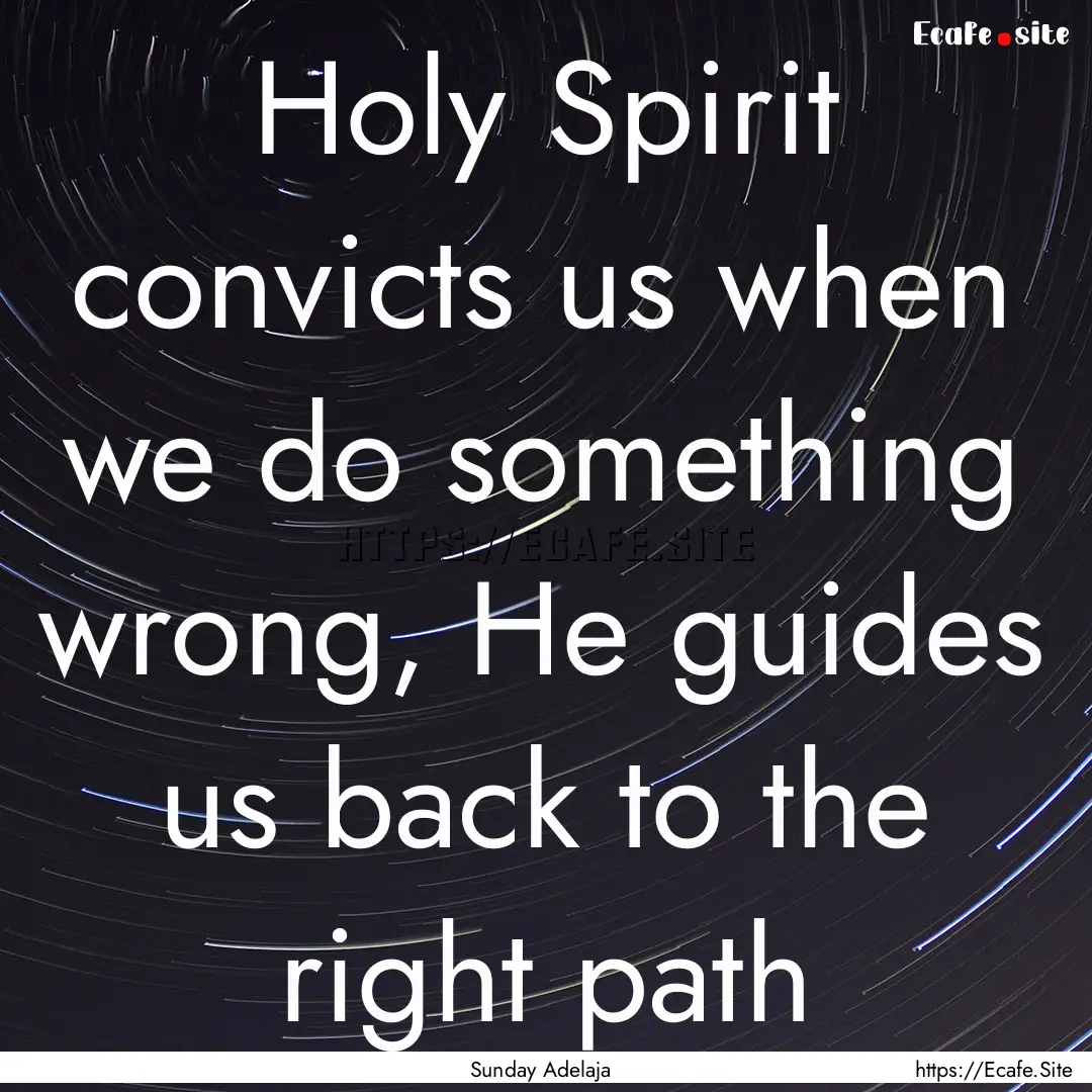 Holy Spirit convicts us when we do something.... : Quote by Sunday Adelaja