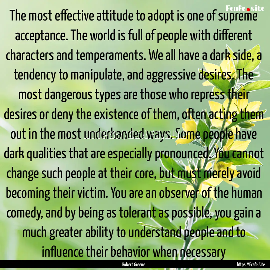 The most effective attitude to adopt is one.... : Quote by Robert Greene