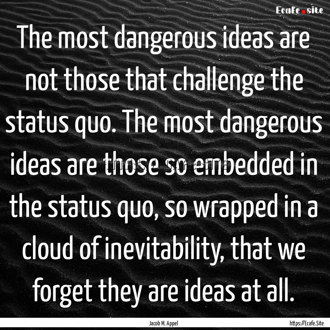 The most dangerous ideas are not those that.... : Quote by Jacob M. Appel