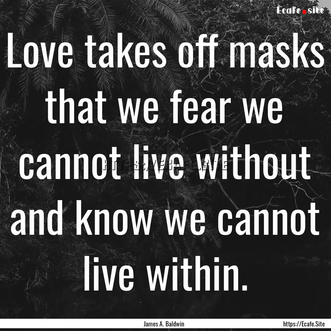 Love takes off masks that we fear we cannot.... : Quote by James A. Baldwin