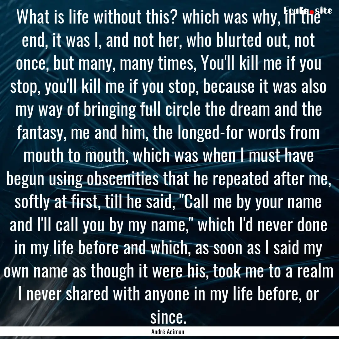 What is life without this? which was why,.... : Quote by André Aciman