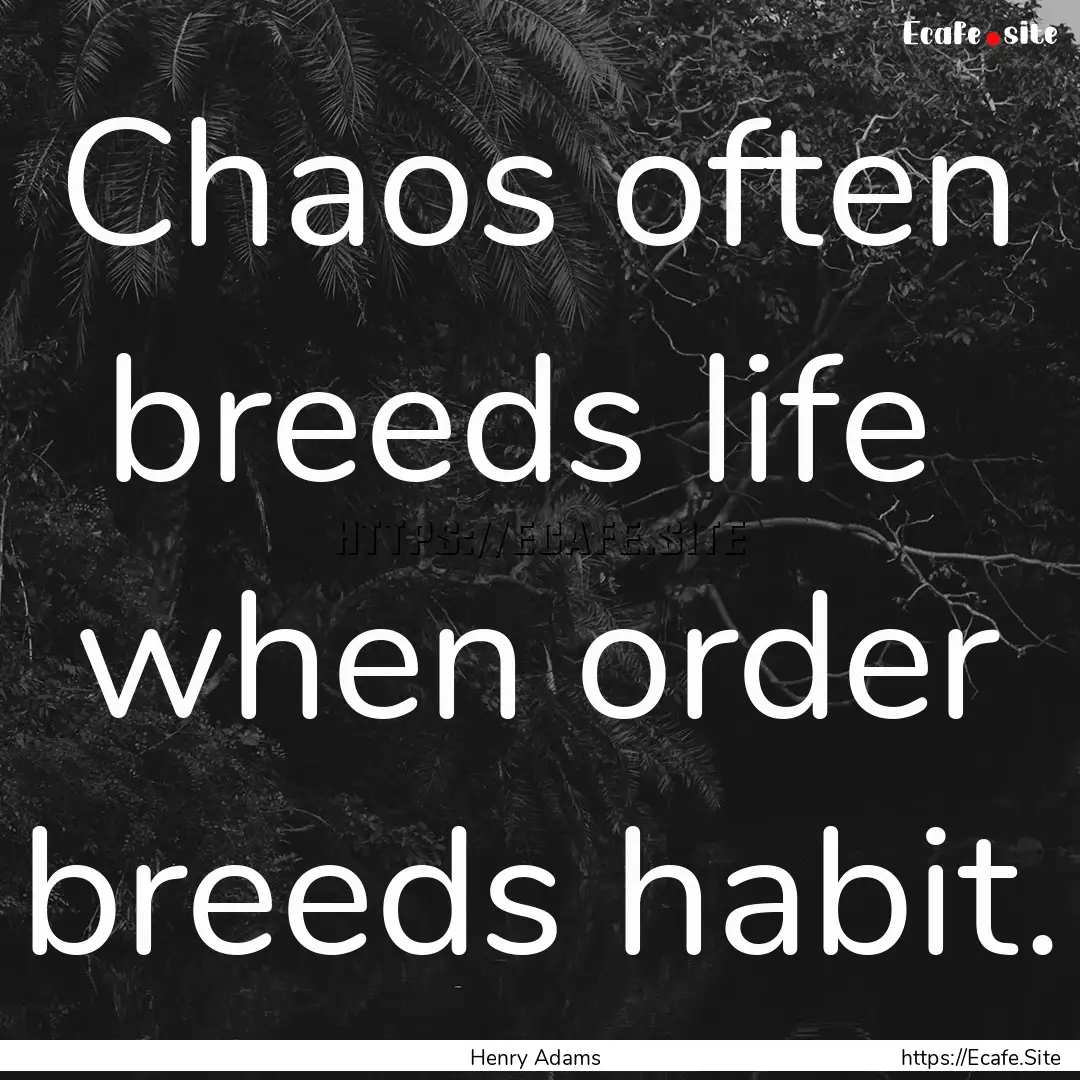 Chaos often breeds life when order breeds.... : Quote by Henry Adams