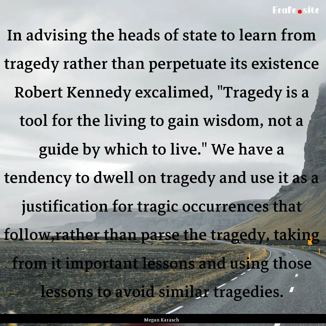 In advising the heads of state to learn from.... : Quote by Megan Karasch