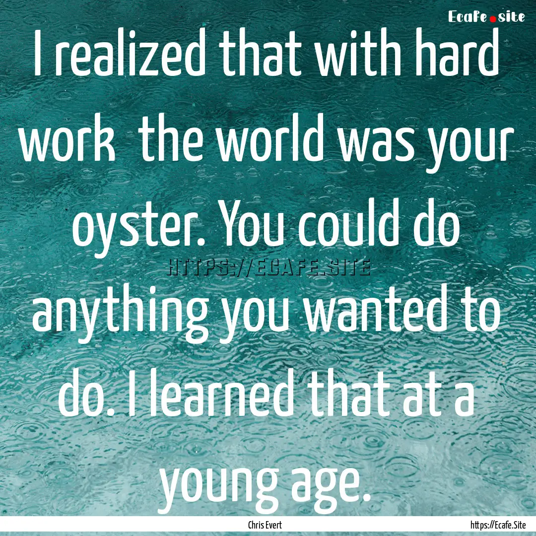 I realized that with hard work the world.... : Quote by Chris Evert