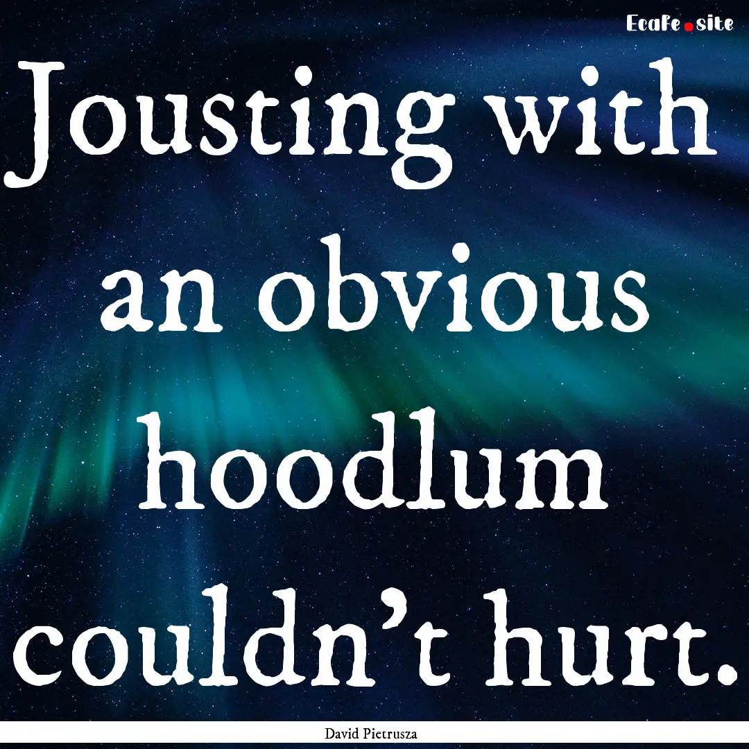 Jousting with an obvious hoodlum couldn't.... : Quote by David Pietrusza