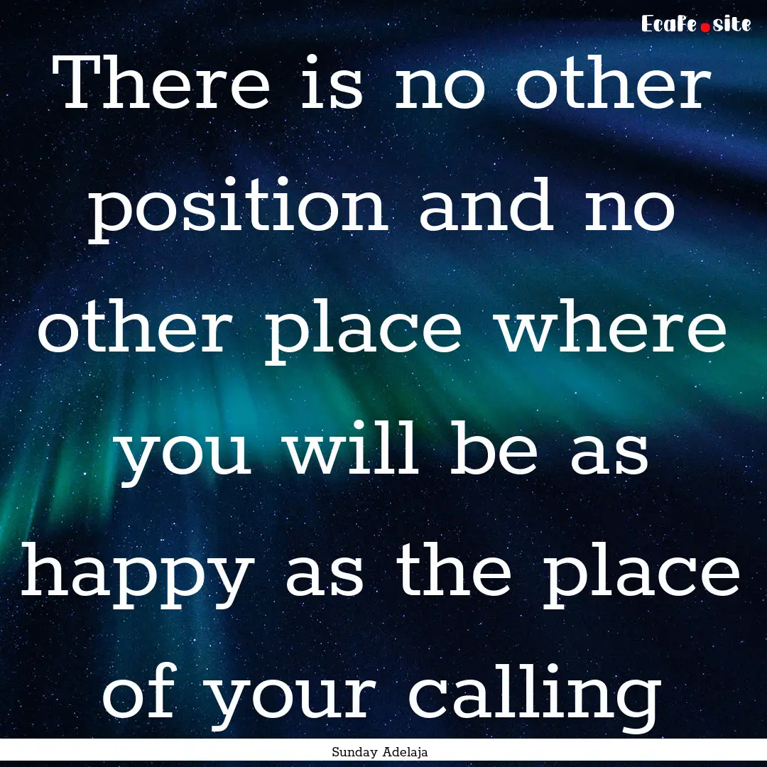 There is no other position and no other place.... : Quote by Sunday Adelaja