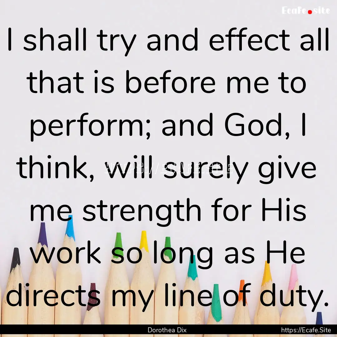 I shall try and effect all that is before.... : Quote by Dorothea Dix