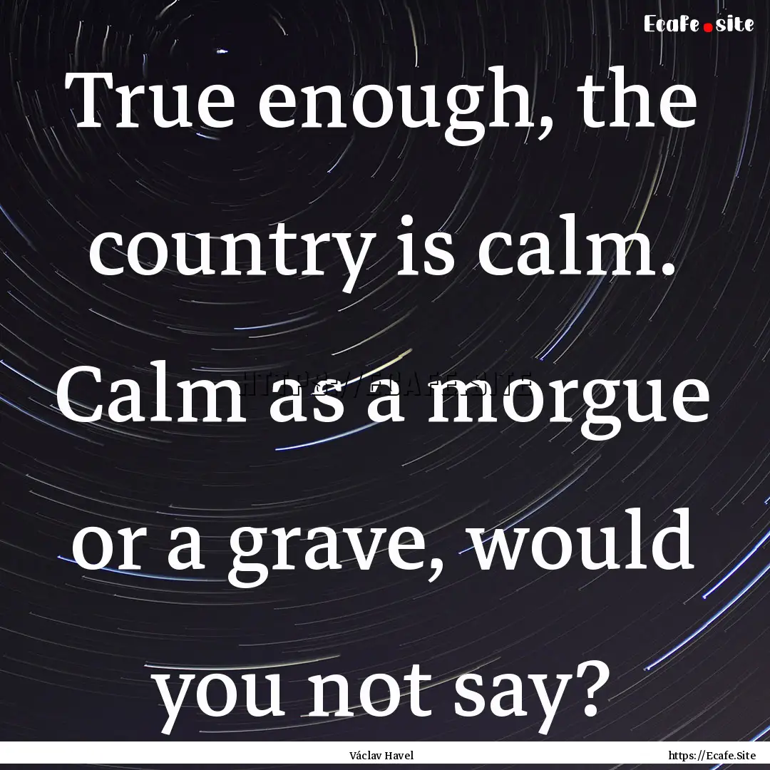 True enough, the country is calm. Calm as.... : Quote by Václav Havel