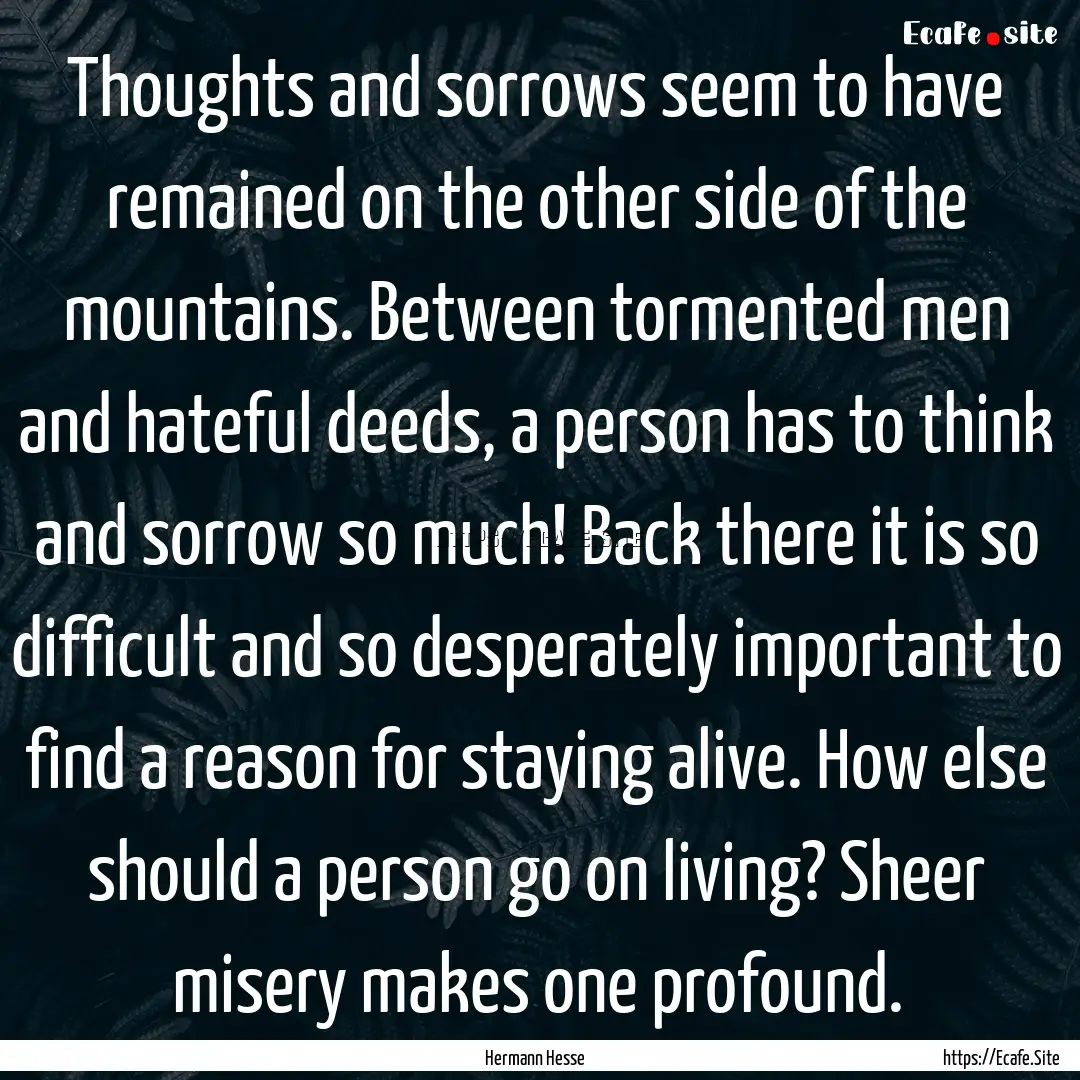 Thoughts and sorrows seem to have remained.... : Quote by Hermann Hesse