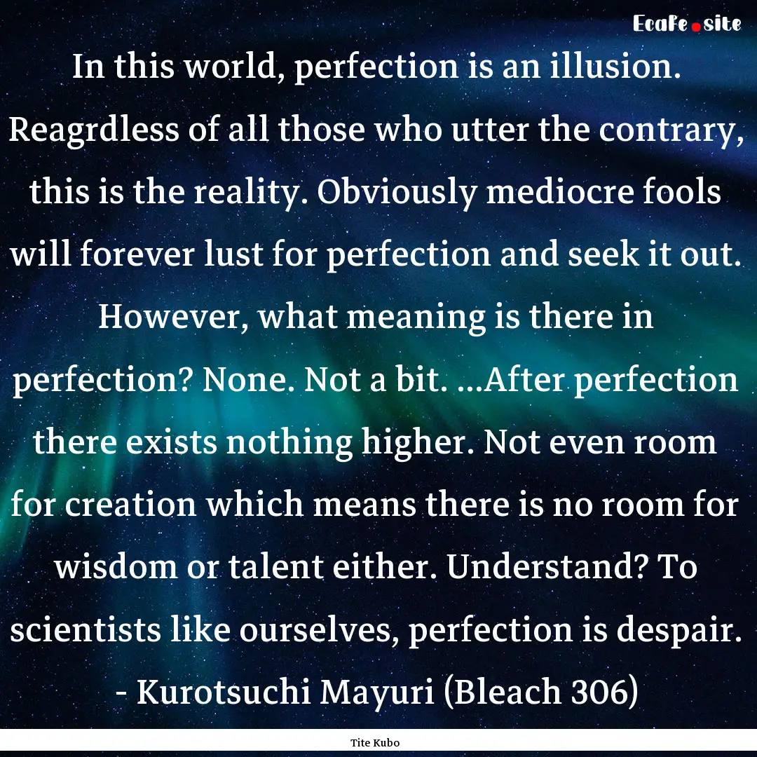 In this world, perfection is an illusion..... : Quote by Tite Kubo