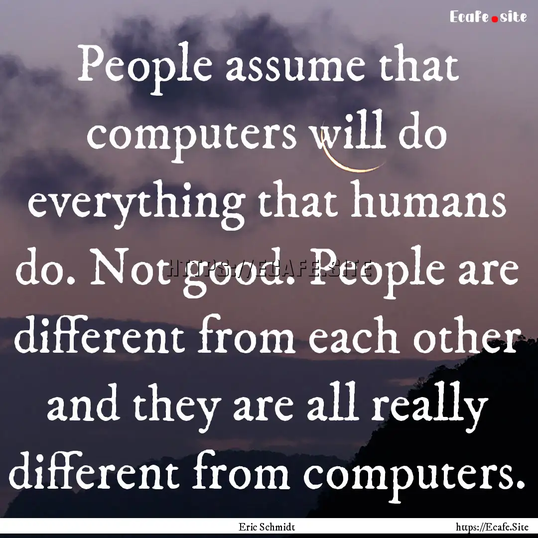 People assume that computers will do everything.... : Quote by Eric Schmidt