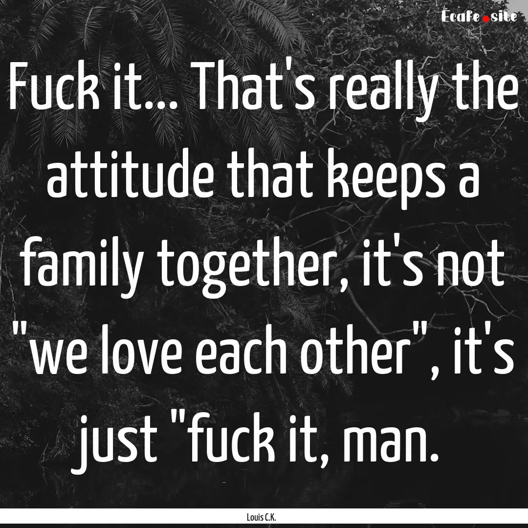 Fuck it... That's really the attitude that.... : Quote by Louis C.K.