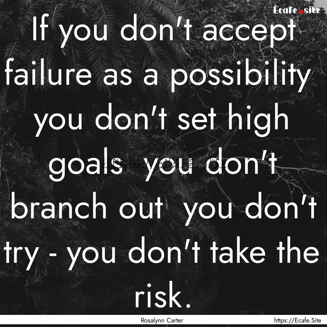 If you don't accept failure as a possibility.... : Quote by Rosalynn Carter