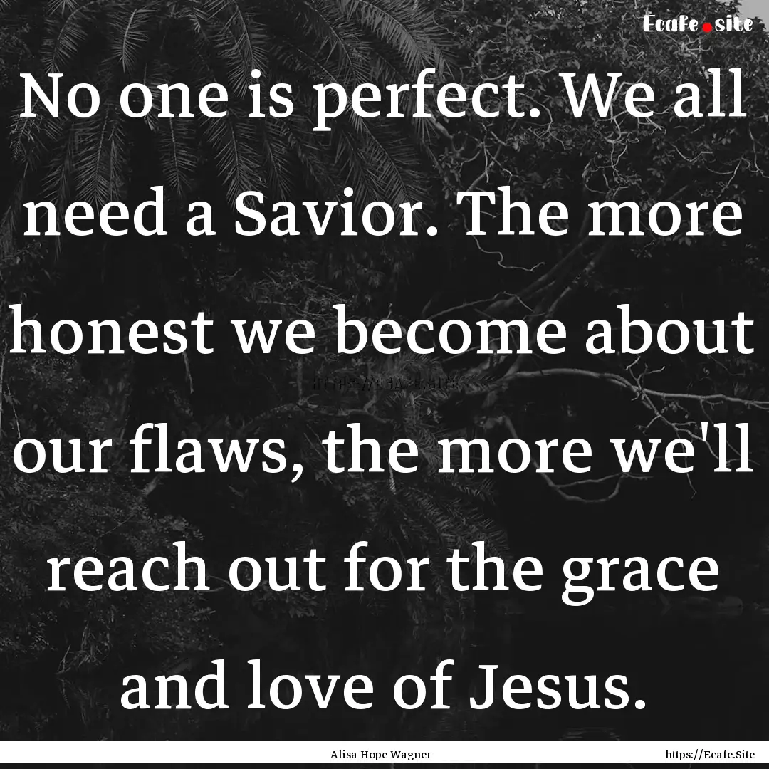 No one is perfect. We all need a Savior..... : Quote by Alisa Hope Wagner