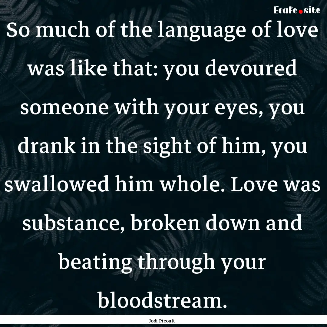 So much of the language of love was like.... : Quote by Jodi Picoult