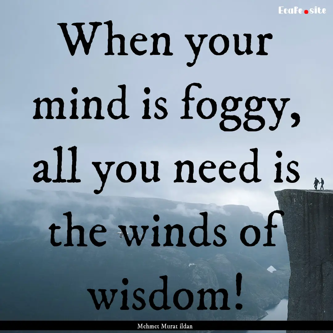 When your mind is foggy, all you need is.... : Quote by Mehmet Murat ildan