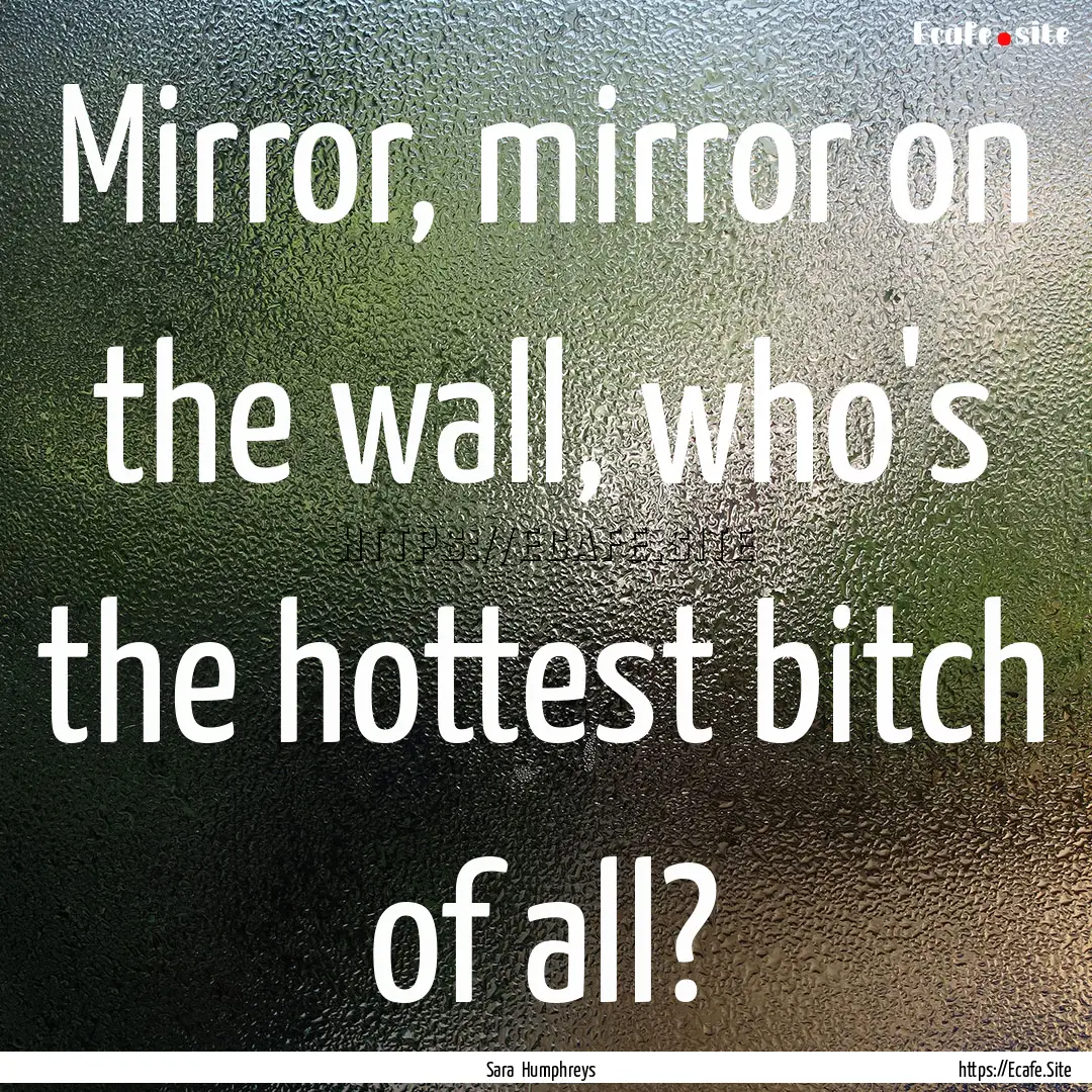 Mirror, mirror on the wall, who's the hottest.... : Quote by Sara Humphreys