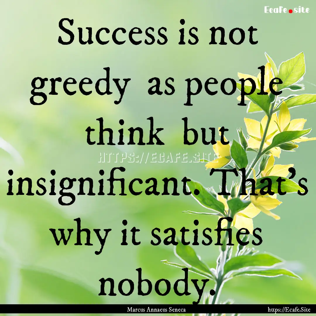 Success is not greedy as people think but.... : Quote by Marcus Annaeus Seneca