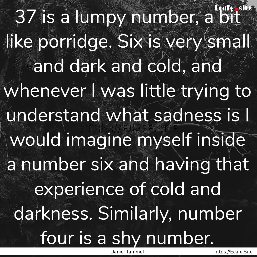 37 is a lumpy number, a bit like porridge..... : Quote by Daniel Tammet