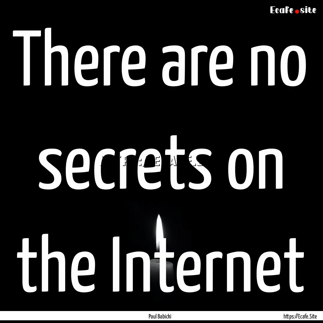 There are no secrets on the Internet : Quote by Paul Babicki