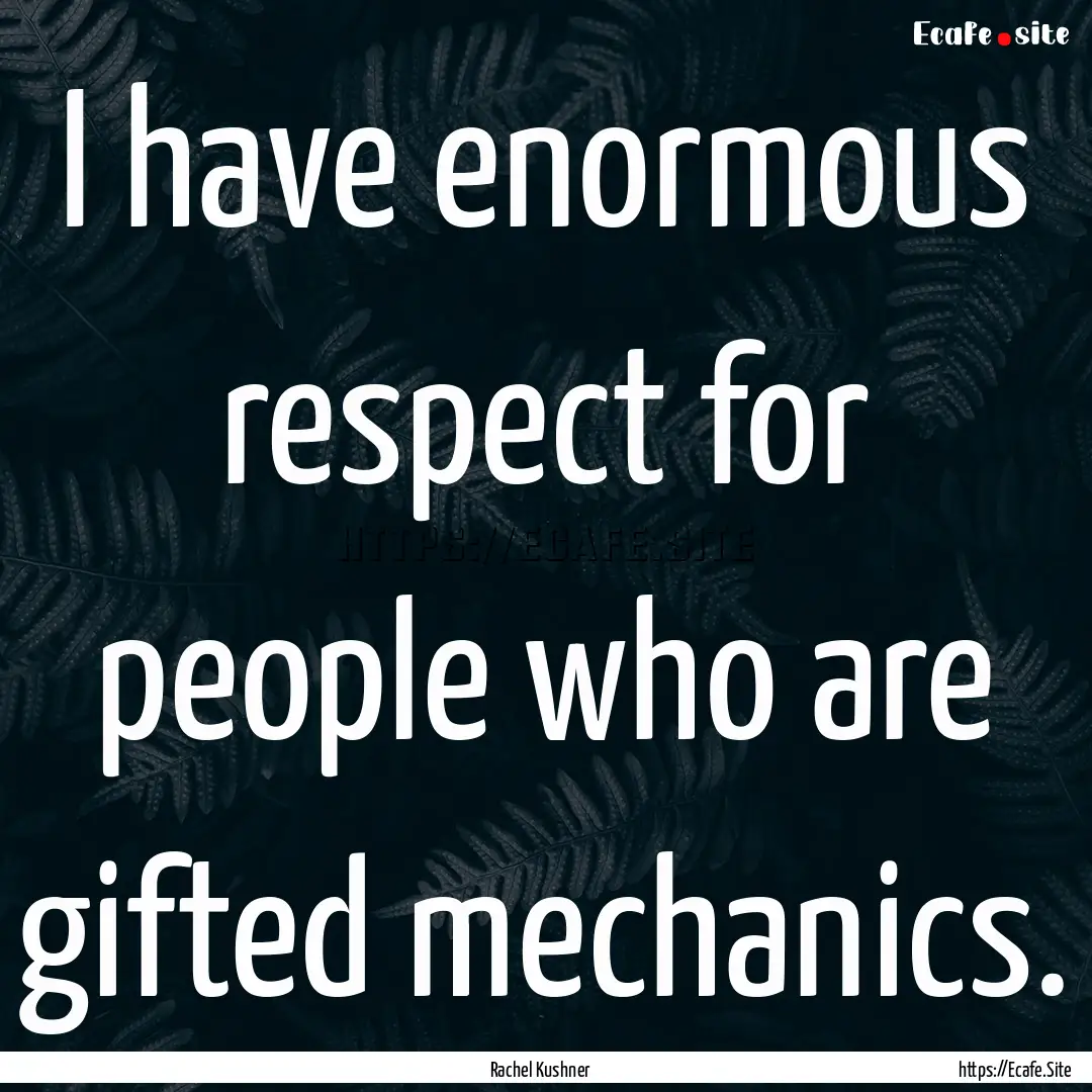 I have enormous respect for people who are.... : Quote by Rachel Kushner