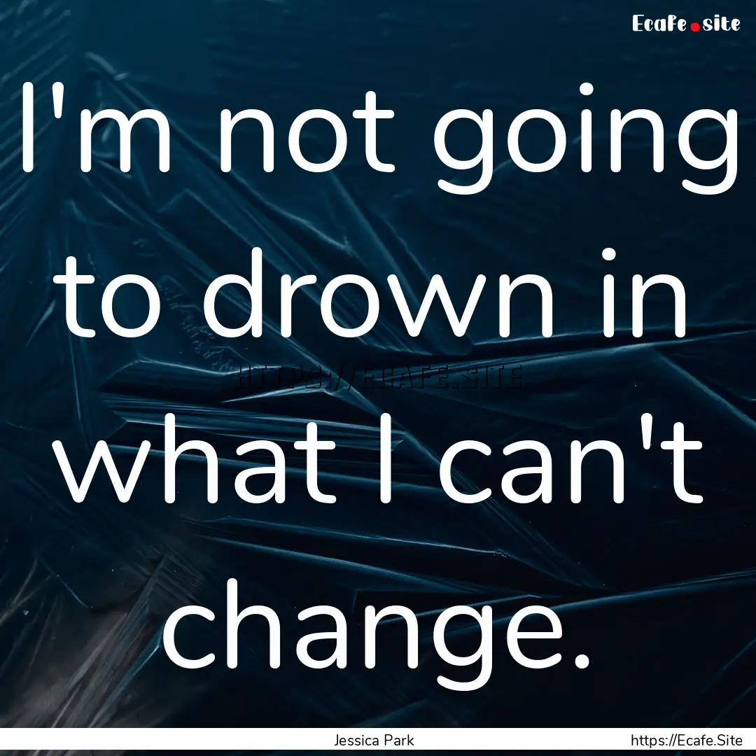 I'm not going to drown in what I can't change..... : Quote by Jessica Park