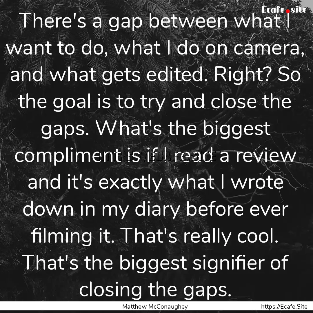 There's a gap between what I want to do,.... : Quote by Matthew McConaughey