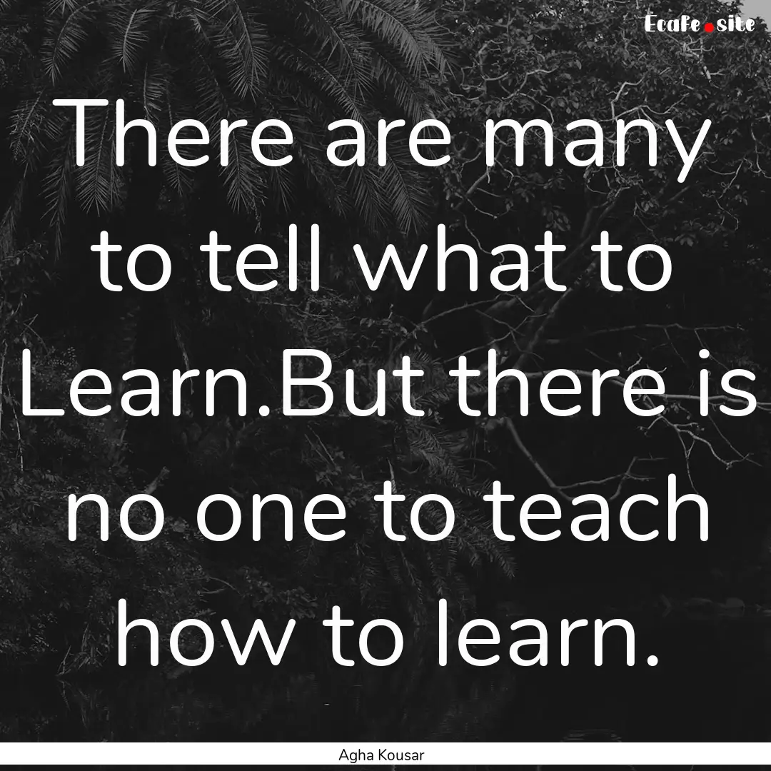 There are many to tell what to Learn.But.... : Quote by Agha Kousar