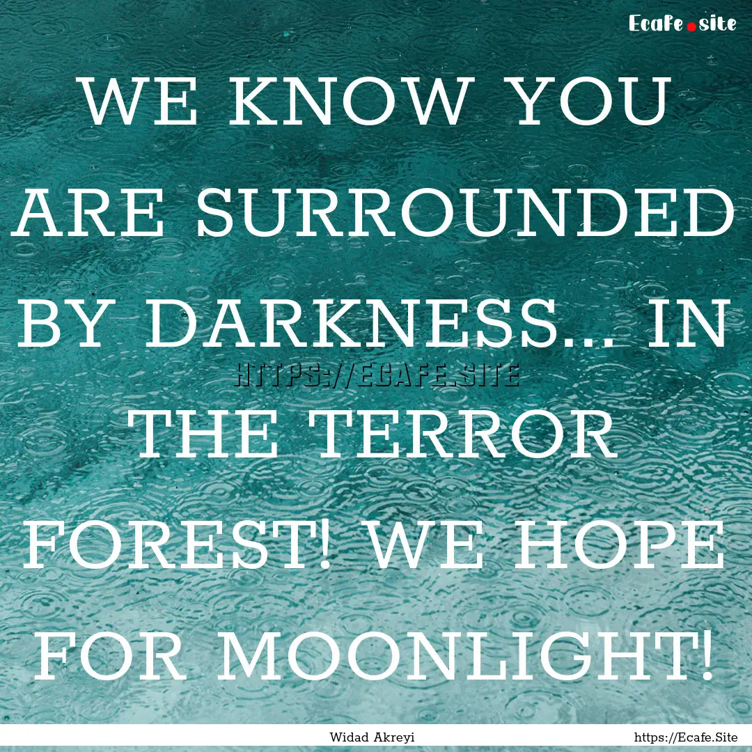 WE KNOW YOU ARE SURROUNDED BY DARKNESS....... : Quote by Widad Akreyi