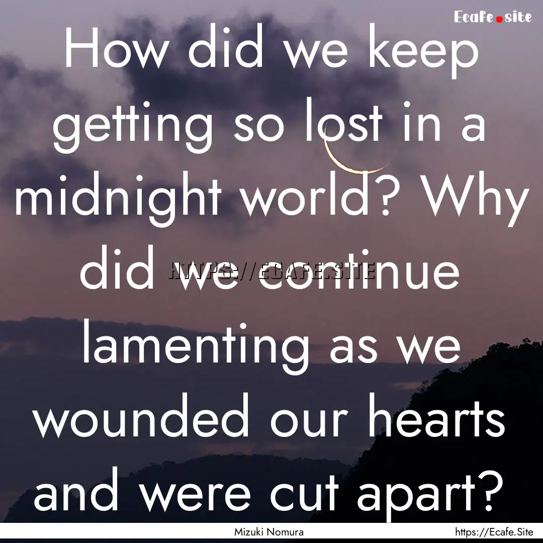 How did we keep getting so lost in a midnight.... : Quote by Mizuki Nomura