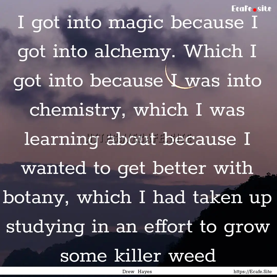 I got into magic because I got into alchemy..... : Quote by Drew Hayes