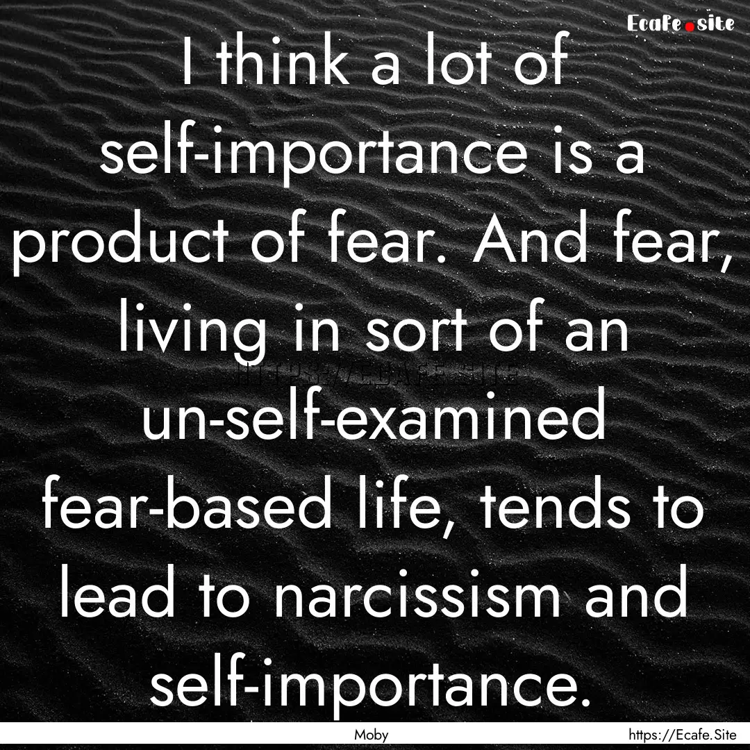 I think a lot of self-importance is a product.... : Quote by Moby