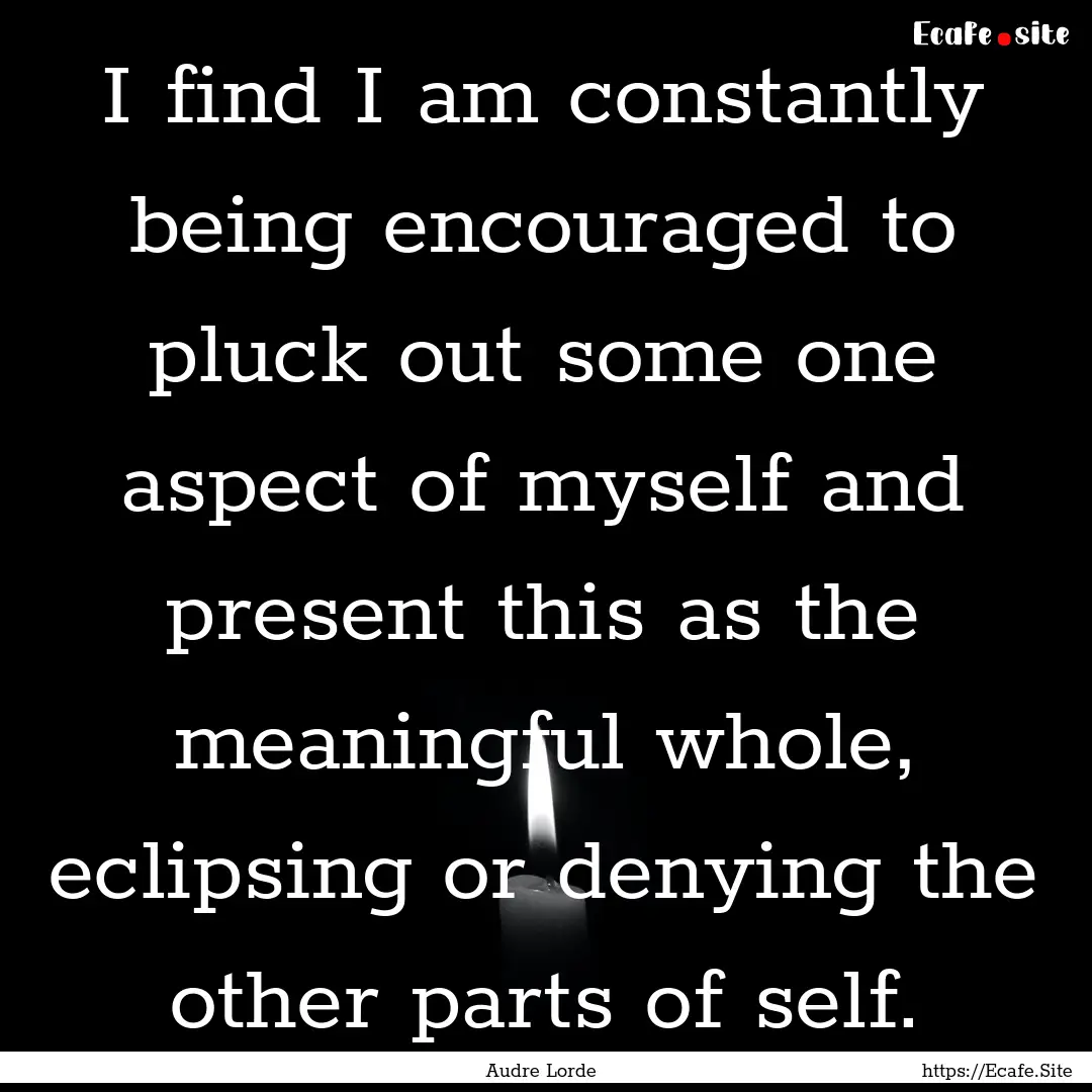 I find I am constantly being encouraged to.... : Quote by Audre Lorde