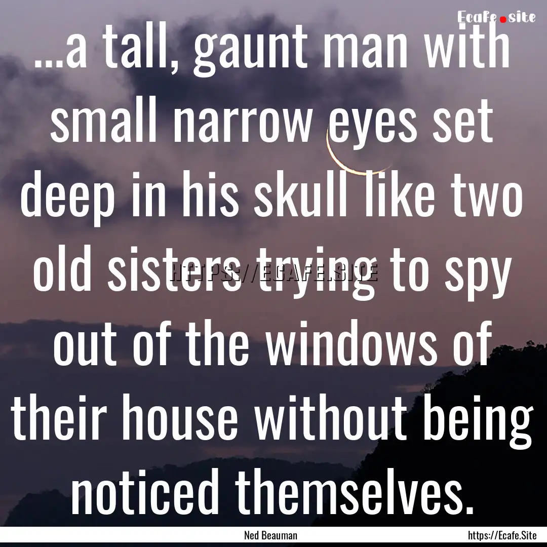 ...a tall, gaunt man with small narrow eyes.... : Quote by Ned Beauman