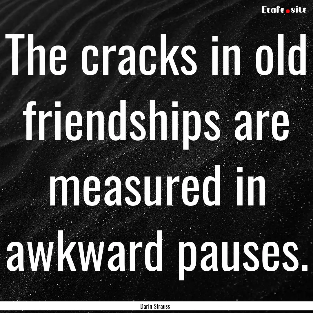 The cracks in old friendships are measured.... : Quote by Darin Strauss