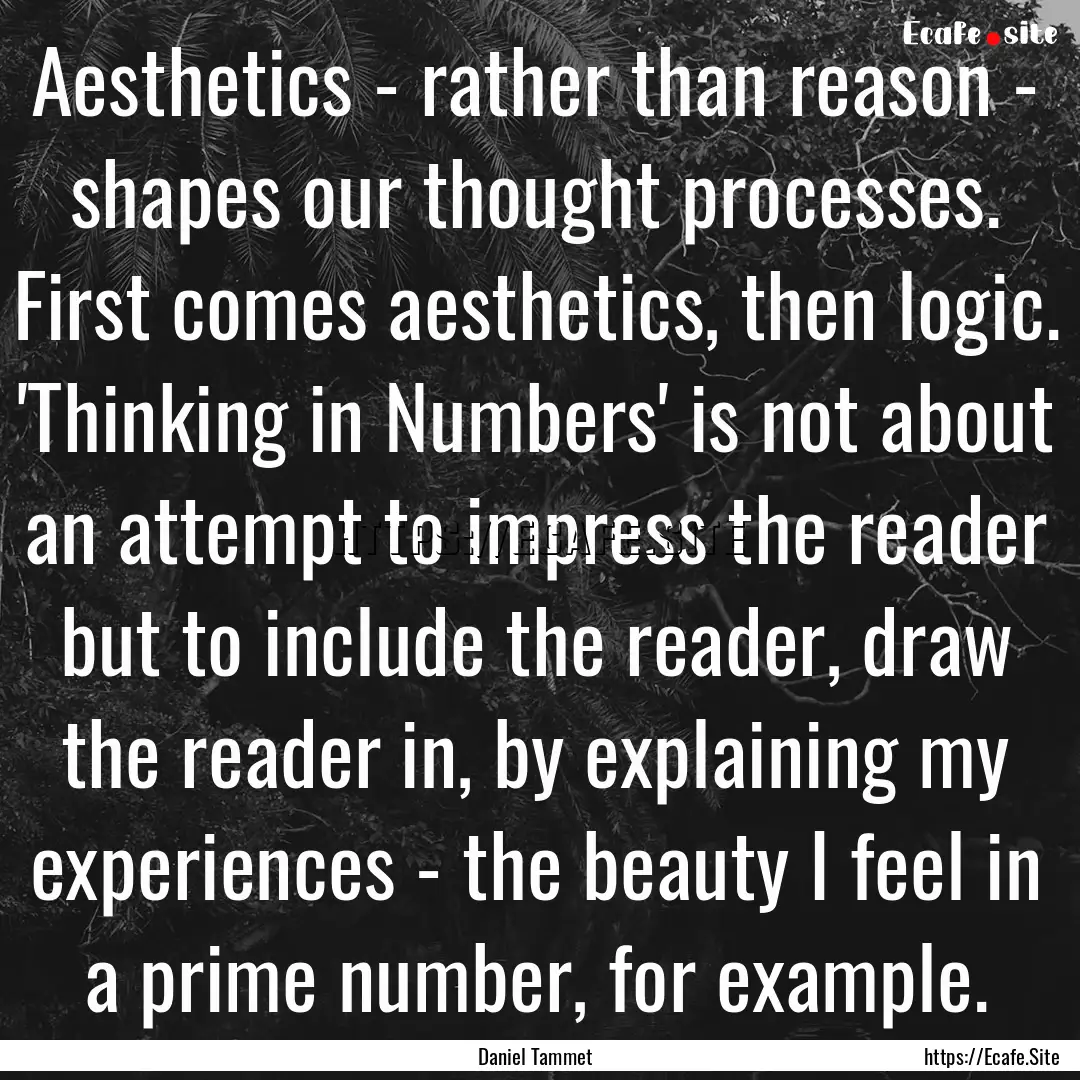 Aesthetics - rather than reason - shapes.... : Quote by Daniel Tammet