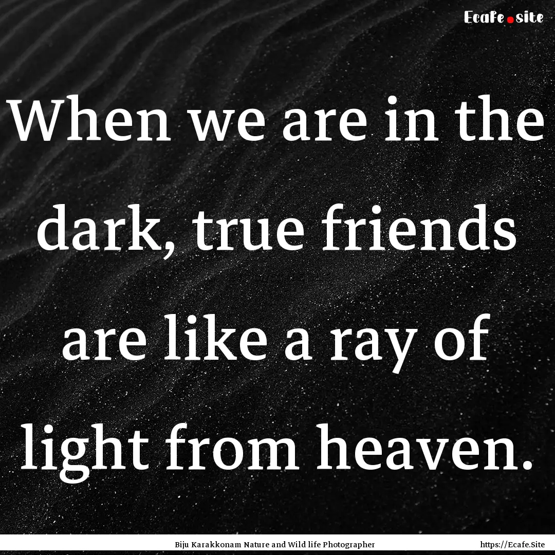 When we are in the dark, true friends are.... : Quote by Biju Karakkonam Nature and Wild life Photographer