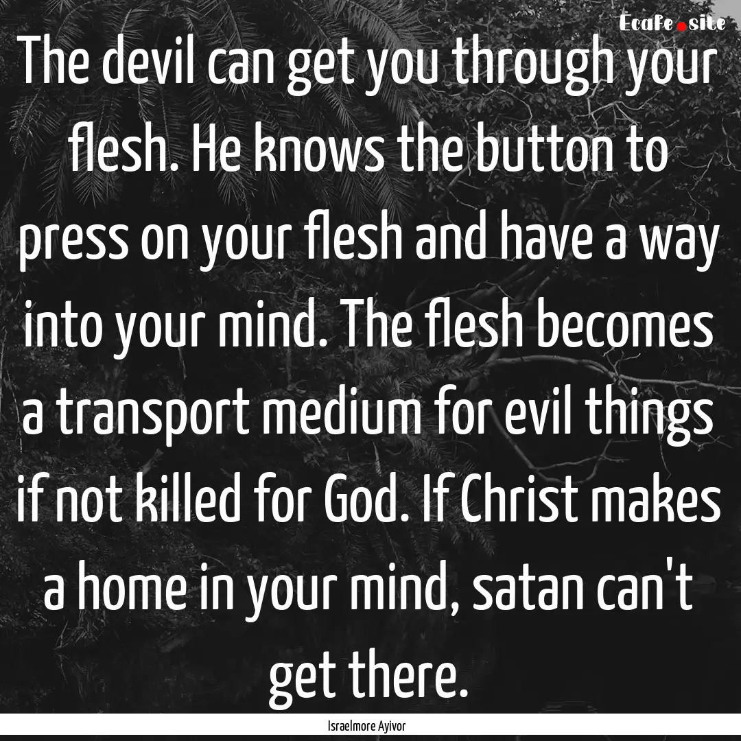 The devil can get you through your flesh..... : Quote by Israelmore Ayivor