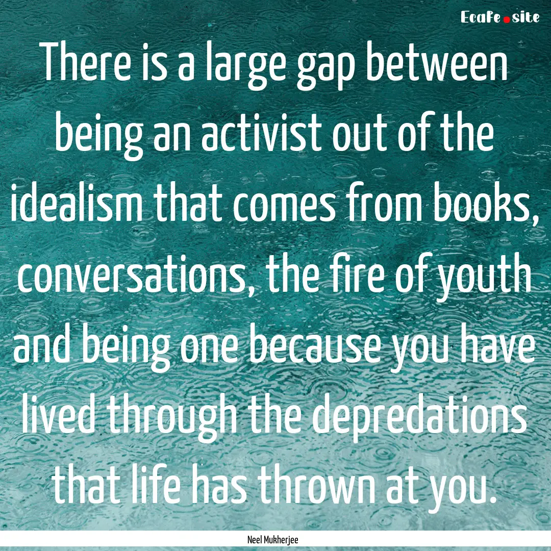 There is a large gap between being an activist.... : Quote by Neel Mukherjee