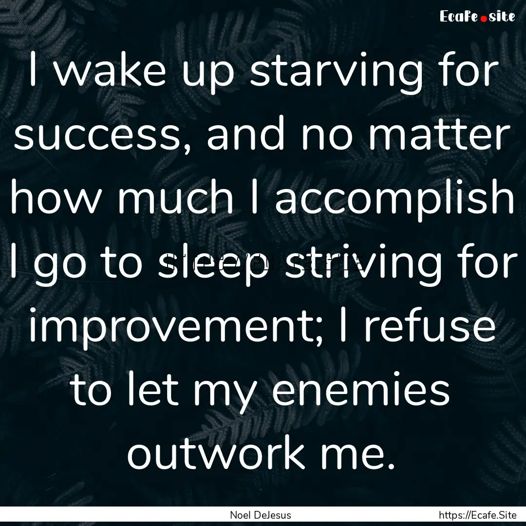 I wake up starving for success, and no matter.... : Quote by Noel DeJesus