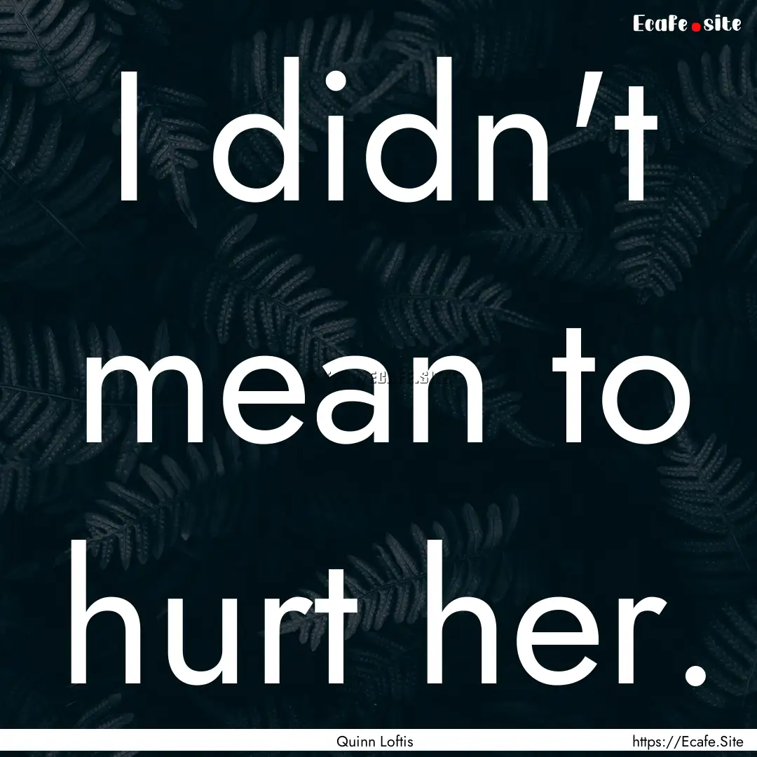 I didn't mean to hurt her. : Quote by Quinn Loftis