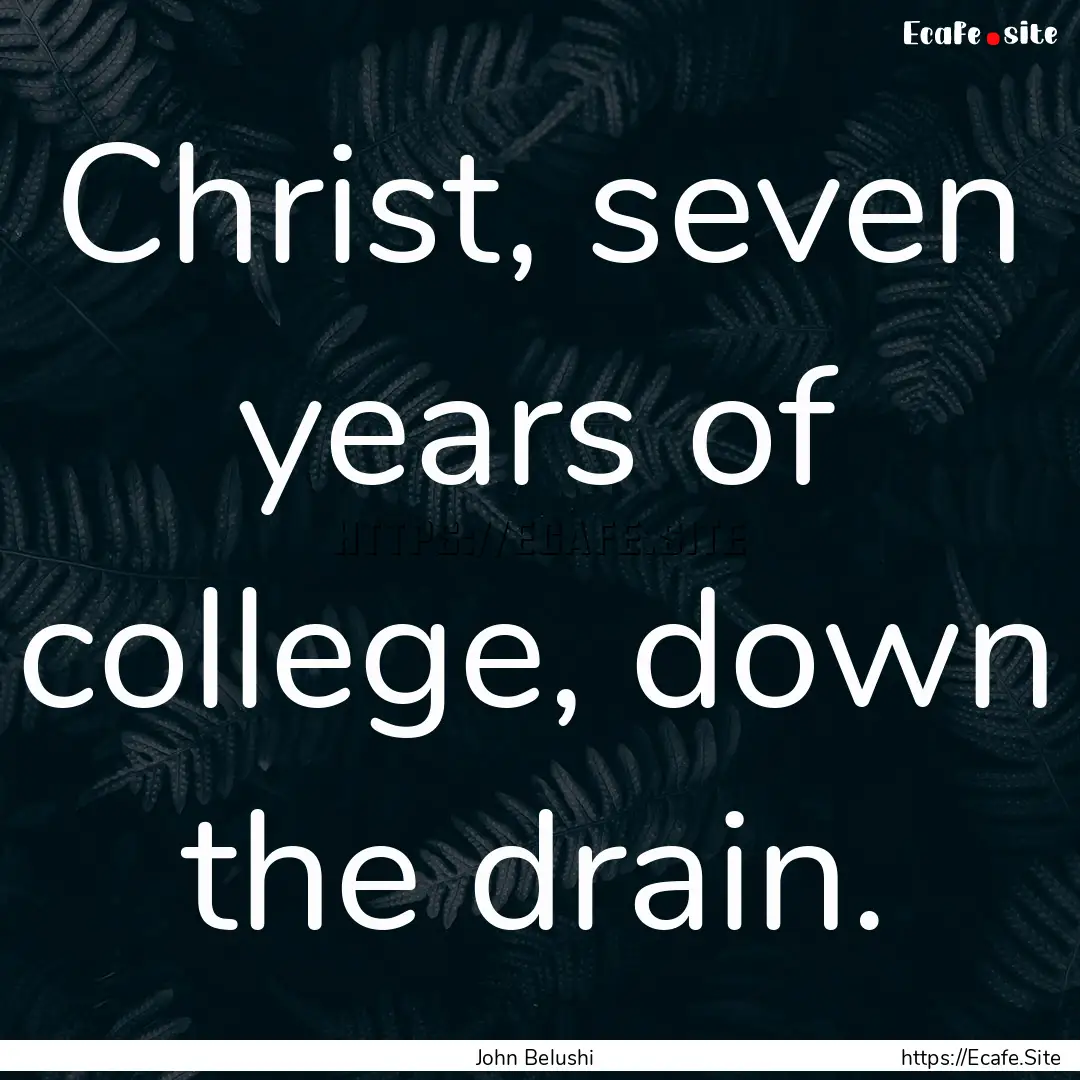 Christ, seven years of college, down the.... : Quote by John Belushi