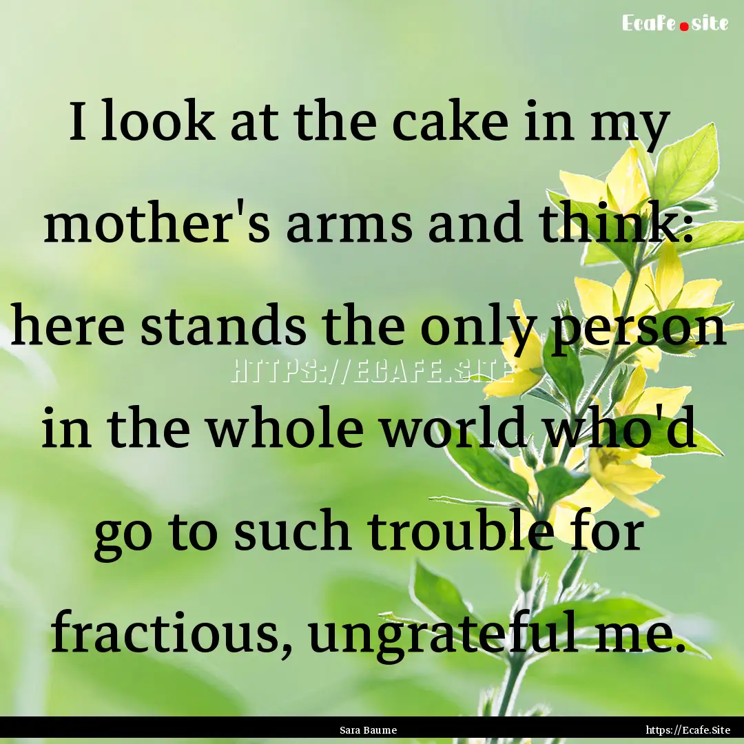 I look at the cake in my mother's arms and.... : Quote by Sara Baume