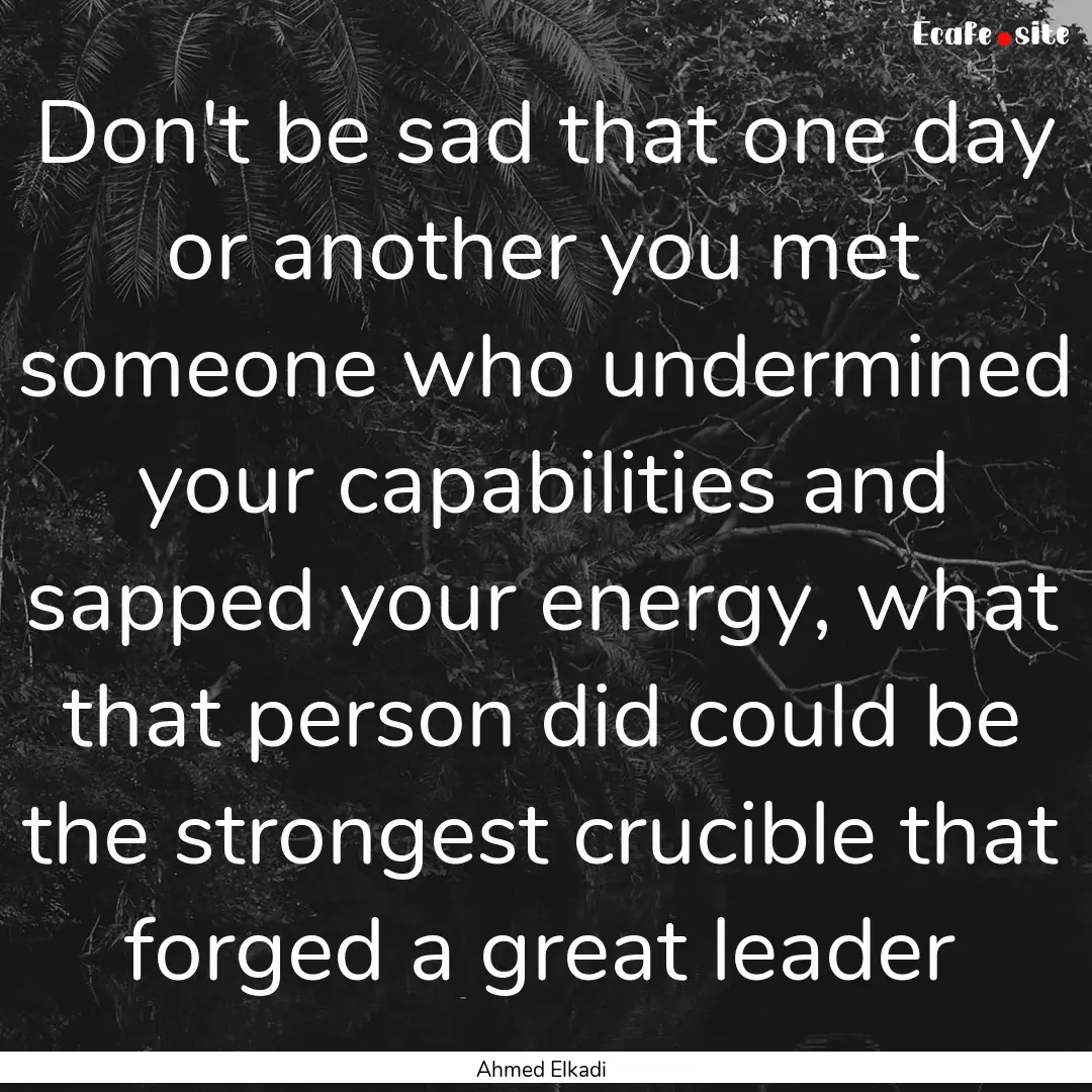 Don't be sad that one day or another you.... : Quote by Ahmed Elkadi