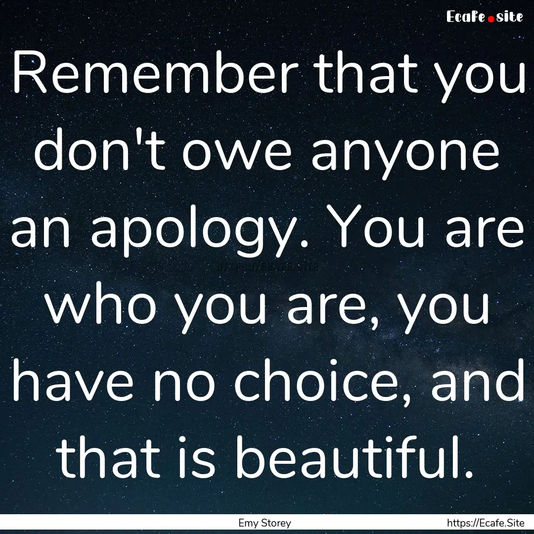 Remember that you don't owe anyone an apology..... : Quote by Emy Storey