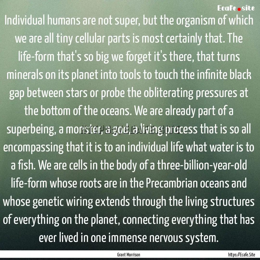 Individual humans are not super, but the.... : Quote by Grant Morrison