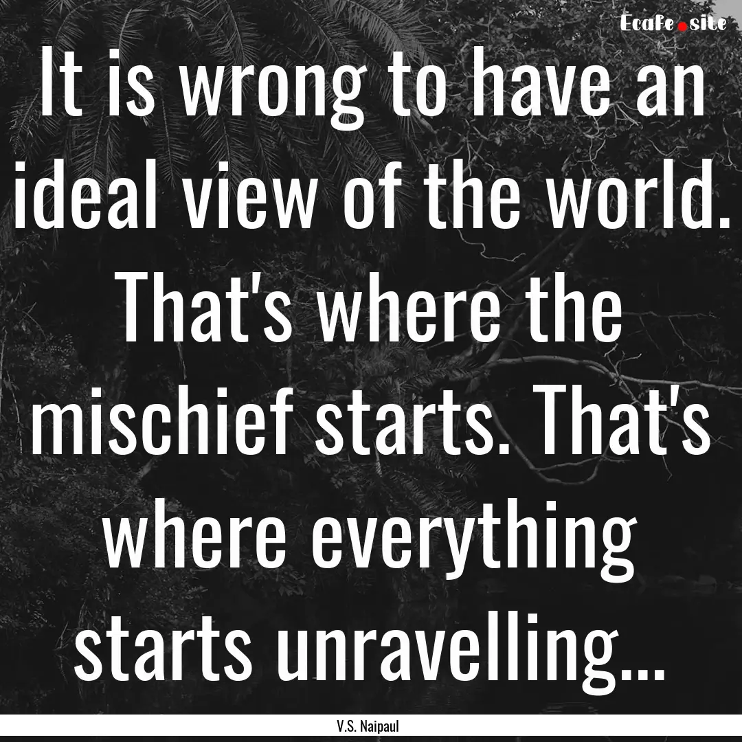 It is wrong to have an ideal view of the.... : Quote by V.S. Naipaul